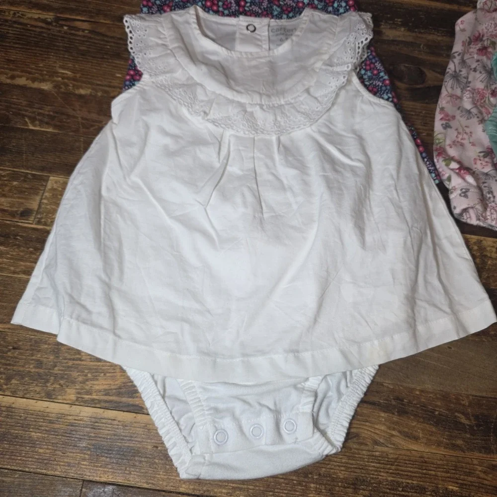 Baby Girl Size 6-9 Mo Lot Of 6 Rompers Jumpers Bubbles Soft Comfy Bundle
